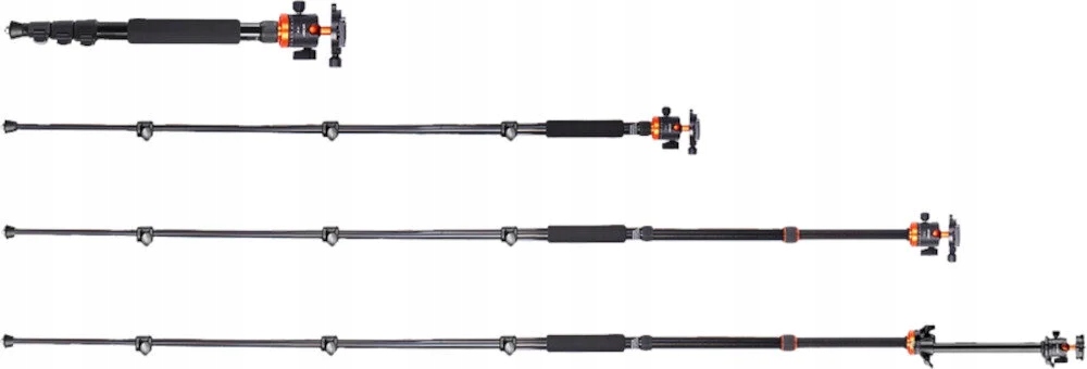 Płynna regulacja wysokości – od 50 cm do 231 cm i monopod do 240 cm