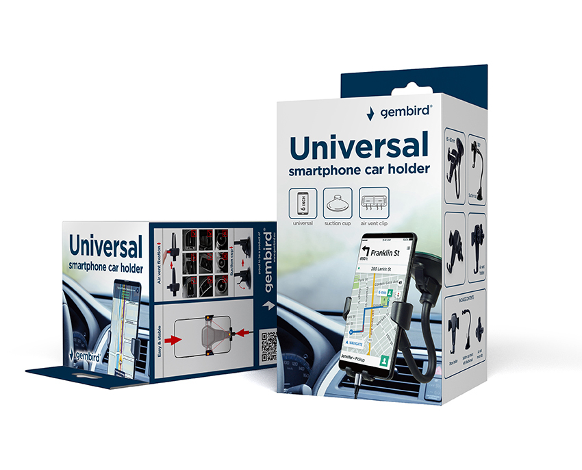 Uchwyt samochodowy Gembird MOBILE HOLDER CAR FLEXIBLE/2IN1 TA-CHWAV-01 – Idealne rozwiązanie dla Twojego smartfona