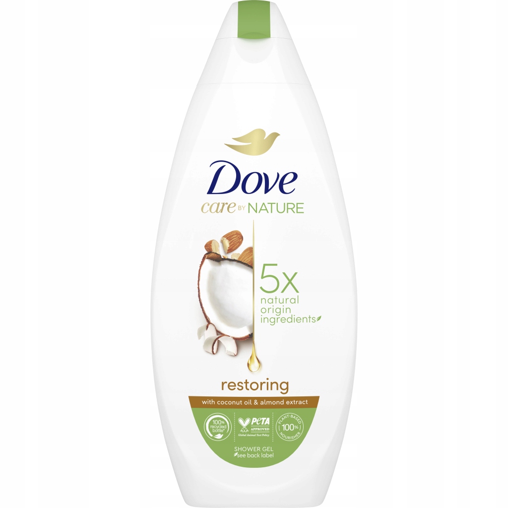 Dove Care By Nature Żel pod prysznic dla kobiet - Odświeżająca pielęgnacja z olejem kokosowym i ekstraktem z migdałów
