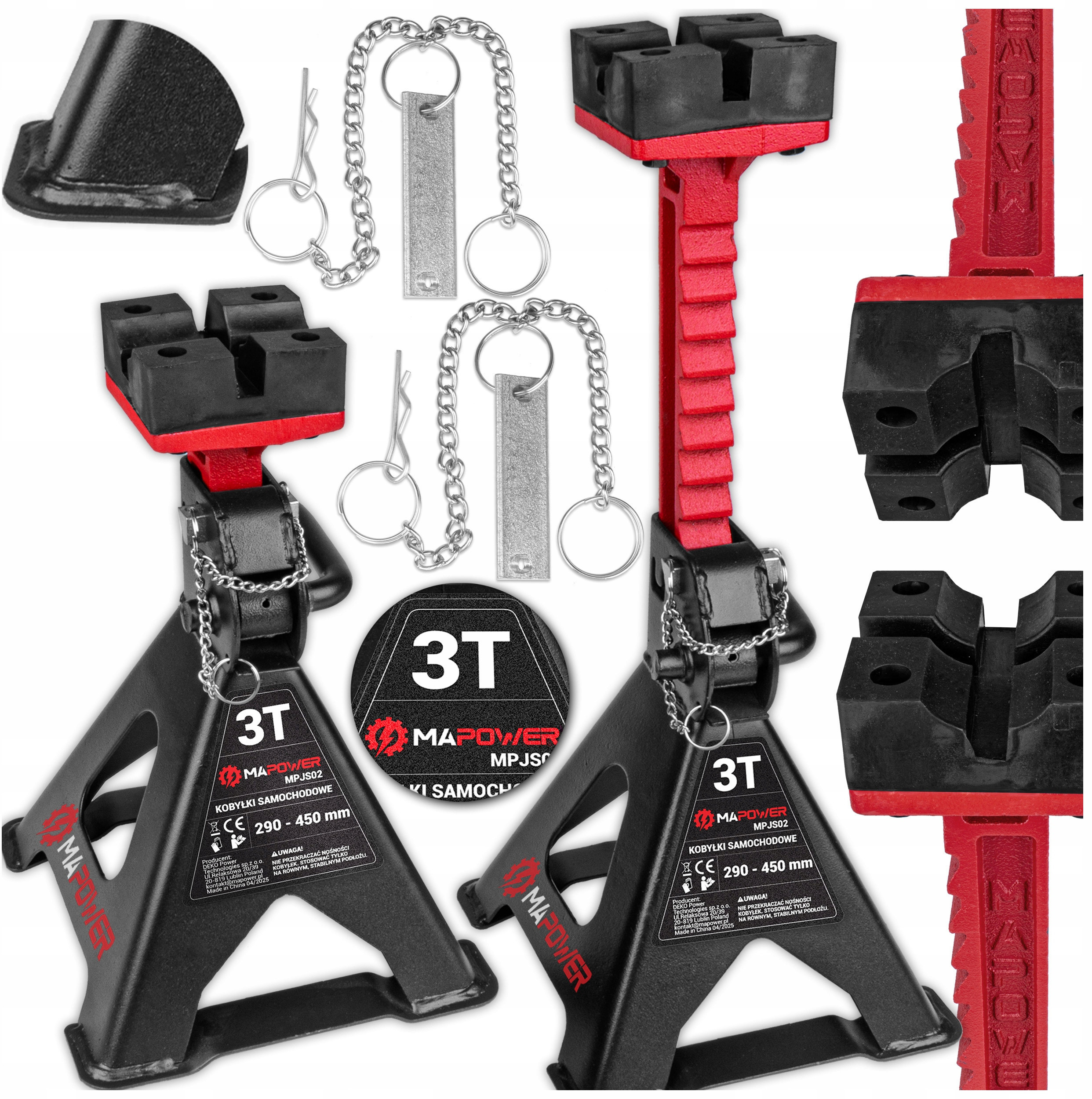 KOBYŁKI SAMOCHODOWE WARSZTATOWE PODPORY PODSTAWKI BLOKADA [3T] 2SZT MAPOWER