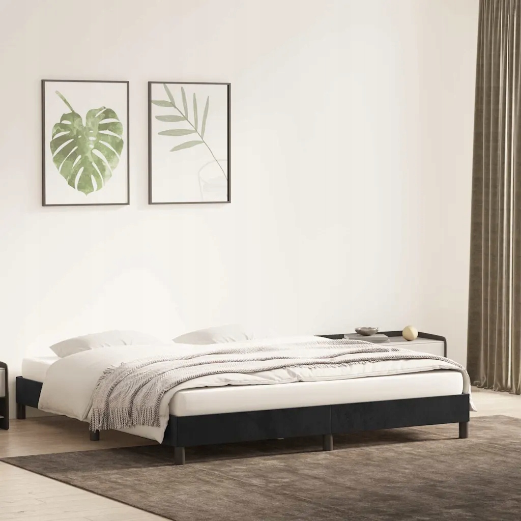 Rama łóżka bez materaca Czarna 180x220 cm Aksamit – Komfort i styl w Twojej sypialni