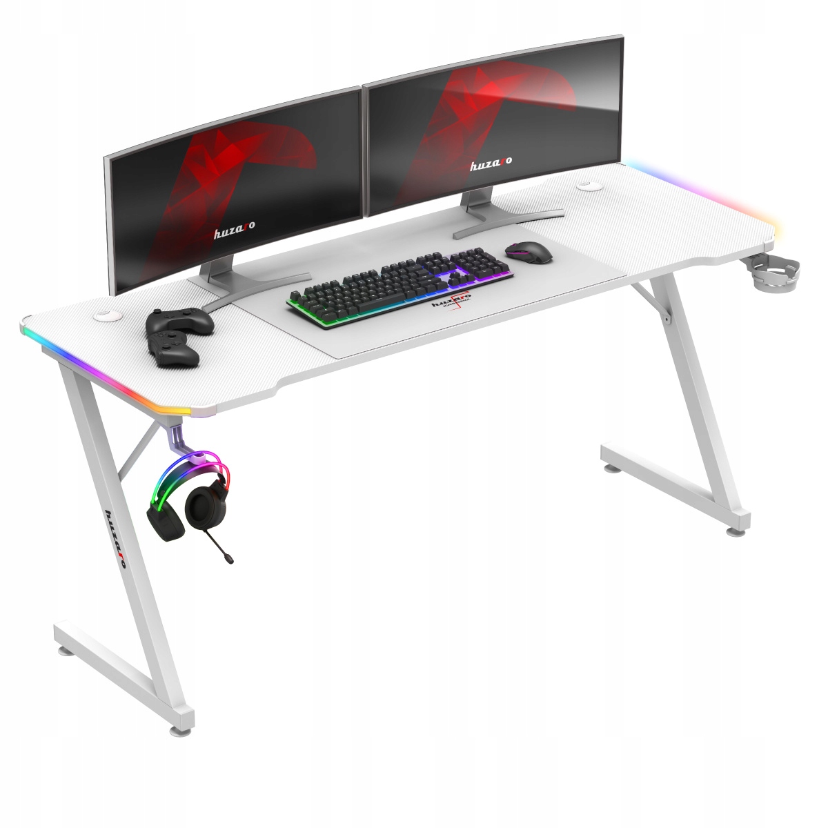 Biurko gamingowe Huzaro Hero 4.8 White RGB – Idealne dla graczy