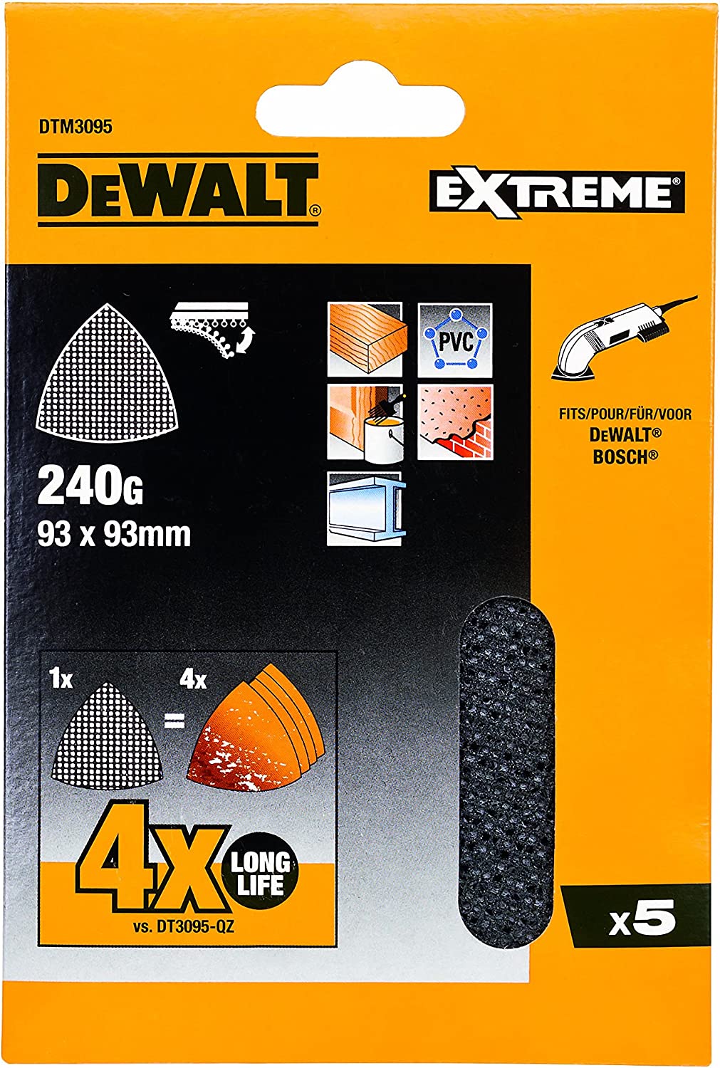 Siatka ścierna DEWALT 93 x 93 mm P240 – Wydajność i jakość szlifowania