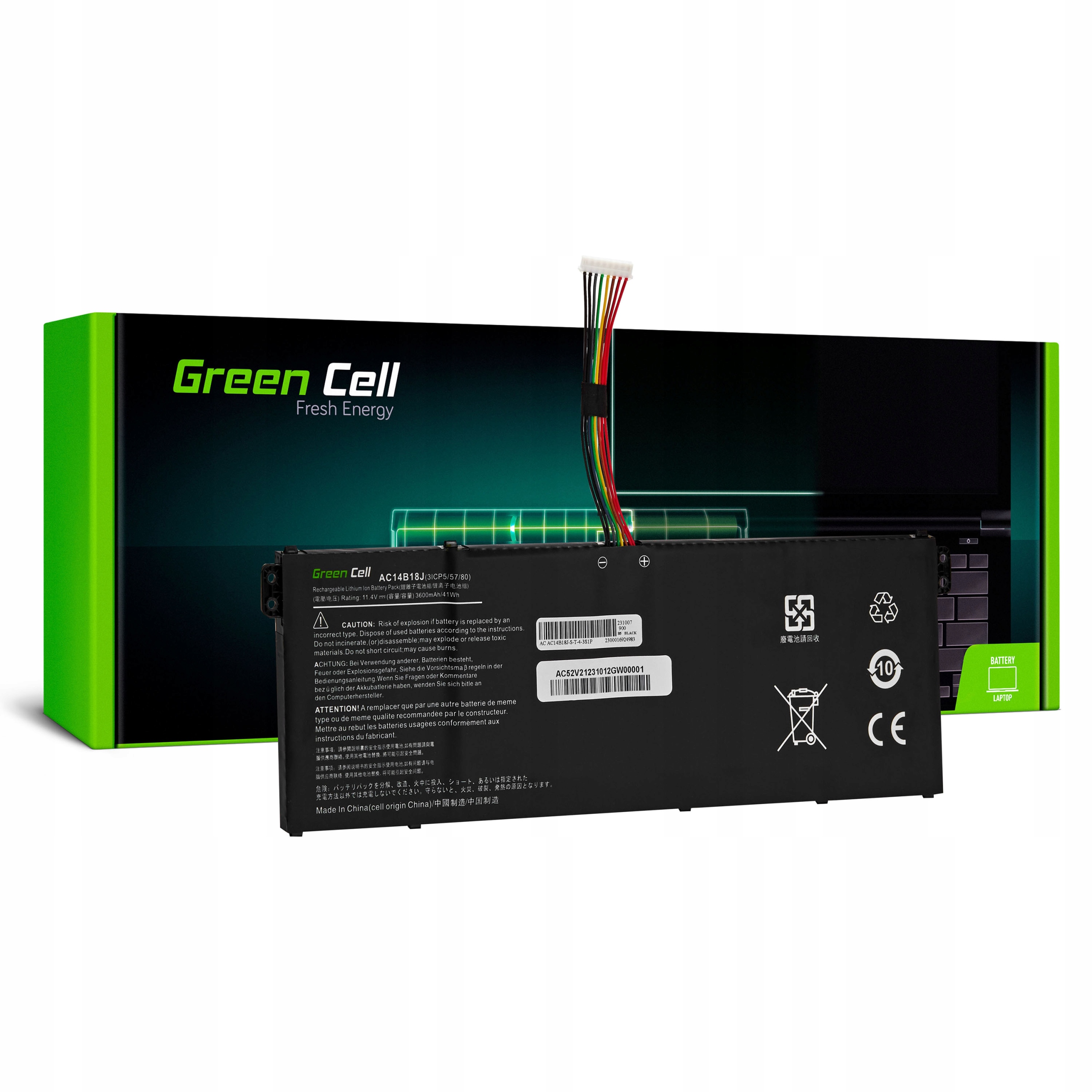 Bateria Green Cell AC14B13J AC14B18J 11.4V 3600mAh do laptopów Acer – Wydajność i niezawodność