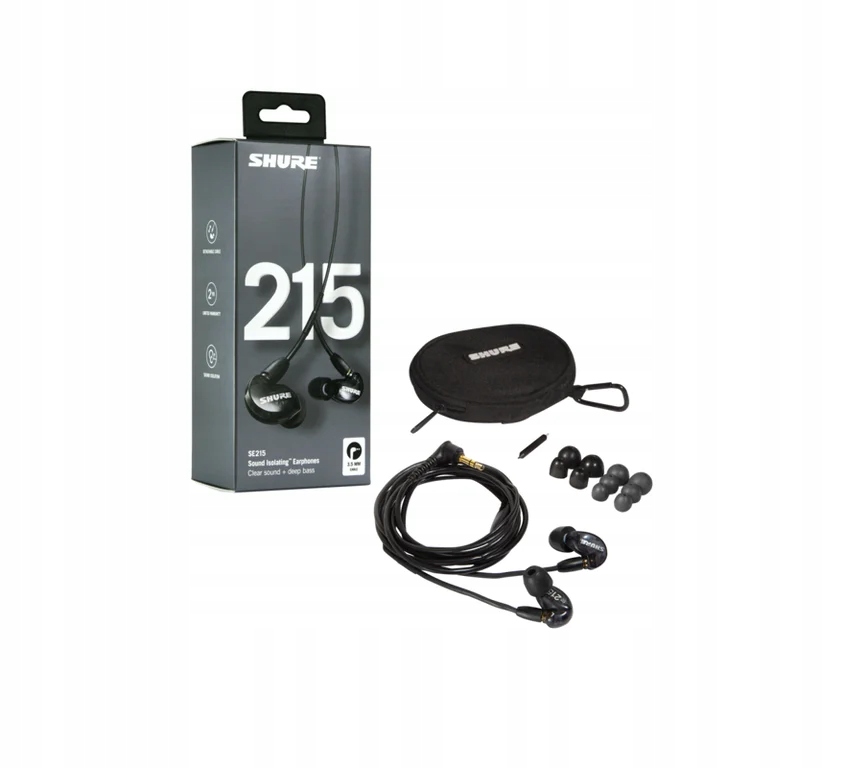 Shure SE215 Earphone, Black – Douszne słuchawki o wysokiej jakości dźwięku