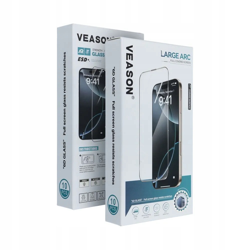 Szkło Hartowane 6D Pro Veason Glass (SET 10in1) - Ochrona dla iPhone X / XS / 11 Pro