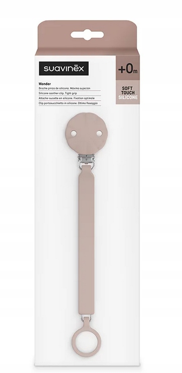 SUAVINEX - 402547-SILIKONOWA ZAWIESZKA DO SMOCZKA PALE MAUVE/WONDER – Stylowy dodatek dla Twojego malucha