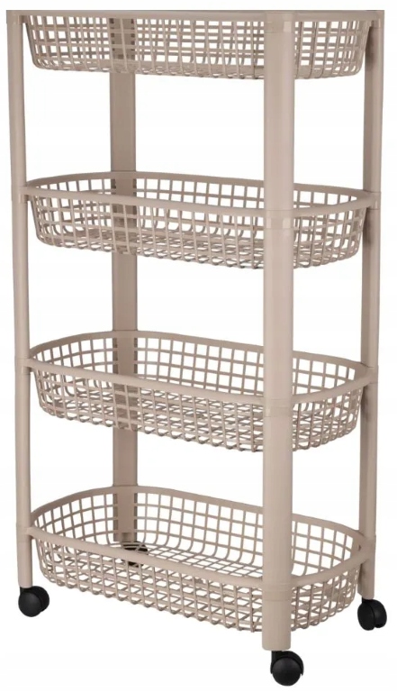 Mobilny wózek kuchenny łazienkowy z 4 koszami 78,8x26x46,5cm Beżowy – Idealne rozwiązanie do przechowywania