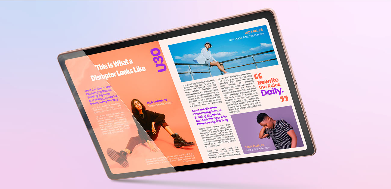 Tablet Idea Tab Plus, na matowej wersji ekranu artykuł z kolorowymi zdjęciami