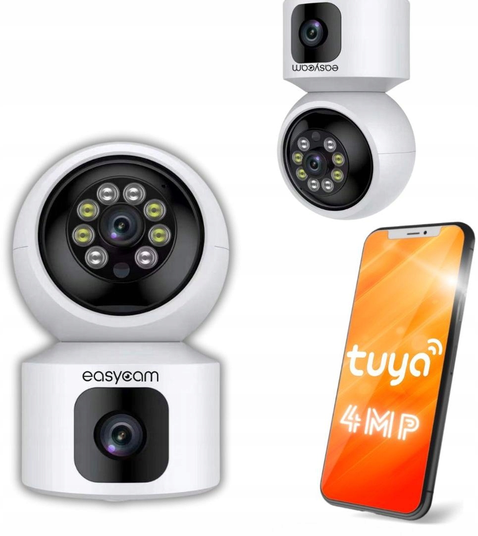 Kamera IP EasyCam obrotowa wewnętrzna WiFi Tuya 4MP (2MP + 2MP) EC-4PT2DL-FL – Twoje bezpieczeństwo w zasięgu ręki