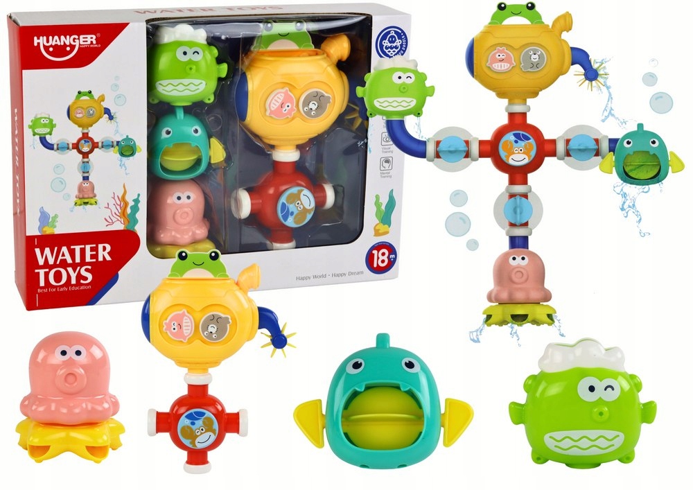 LeanToys Zabawka Wodna Do Kąpieli Przelewowa Robot Przyssawki – Edukacyjna zabawa w wannie