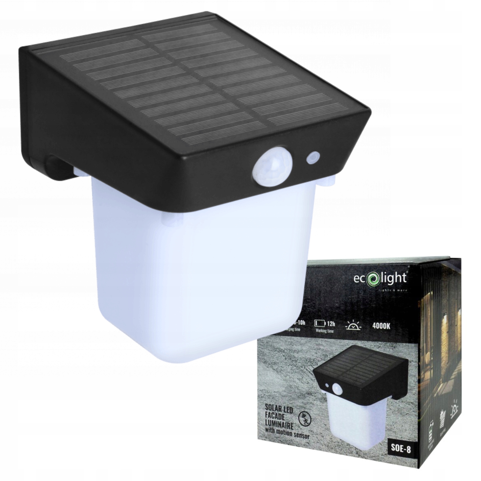 ECO-LIGHT Solarna Oprawa Elewacyjna LED SOE-8 EC20741 – Nowoczesne oświetlenie zewnętrzne