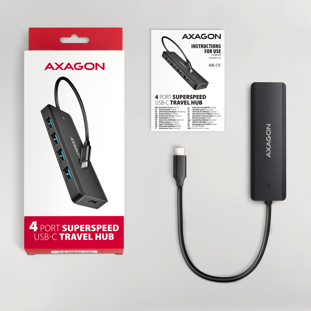 HUE-C1C 4-portowy hub USB 5Gbps – Idealny do podróży