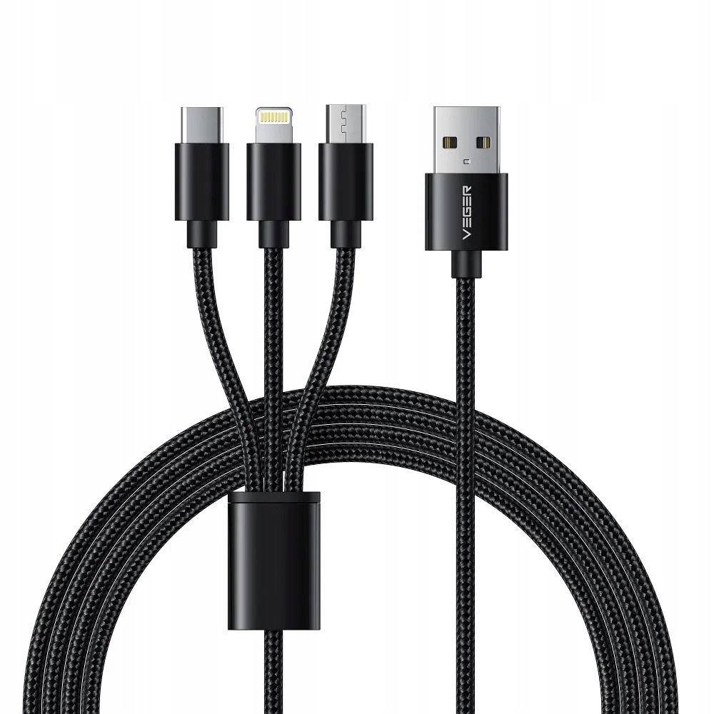 Trzy końcówki w jednym kablu – USB-C, Lightning i Micro USB