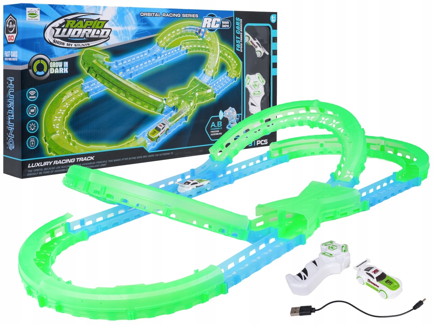 Tor Wyścigowy Świecący w Ciemności 31el. – Niezapomniana zabawa dla dzieci