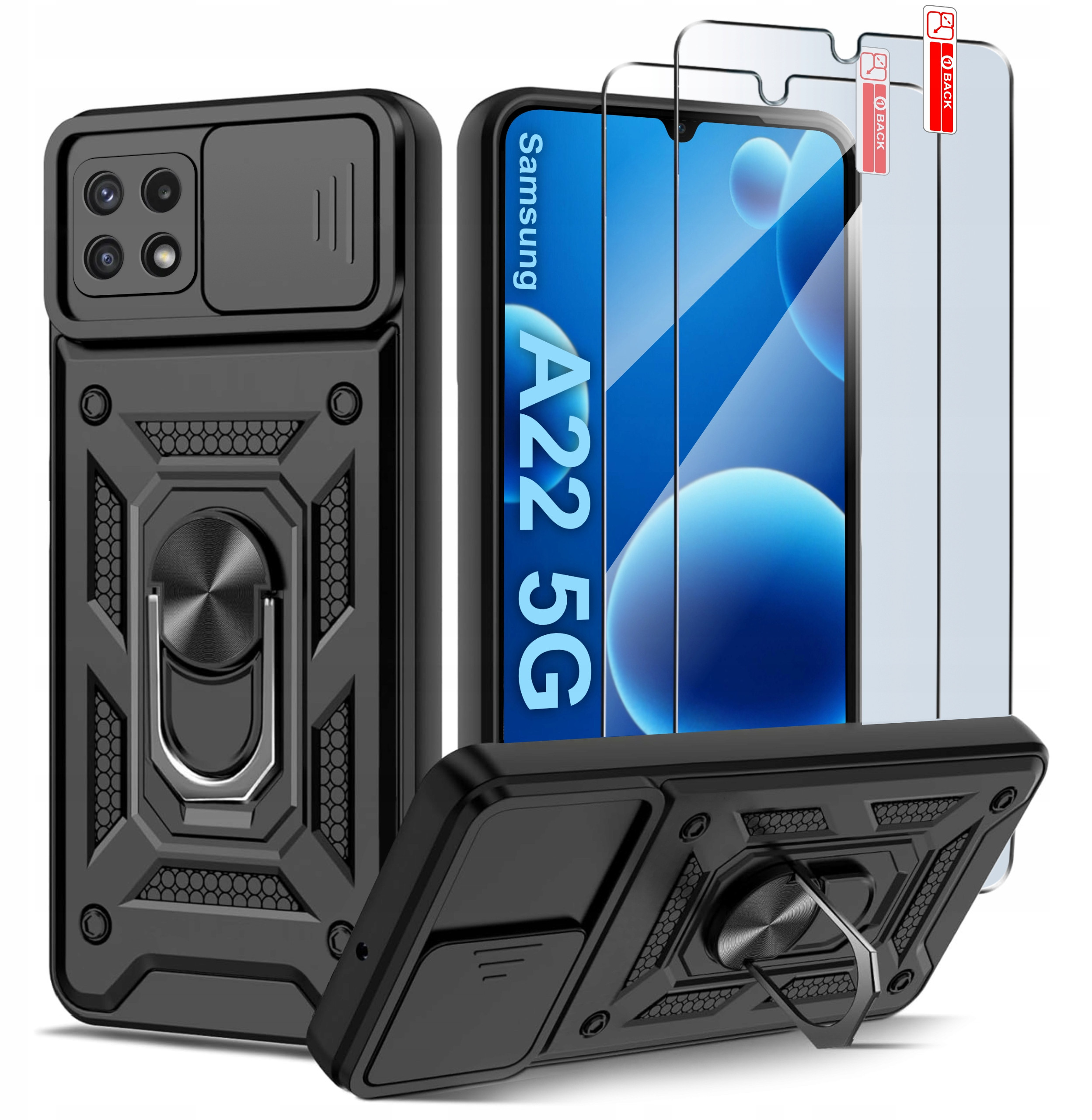 Etui Pancerne CZARNE SLIDE do Samsung A22 5G – Kompleksowa ochrona Twojego smartfona
