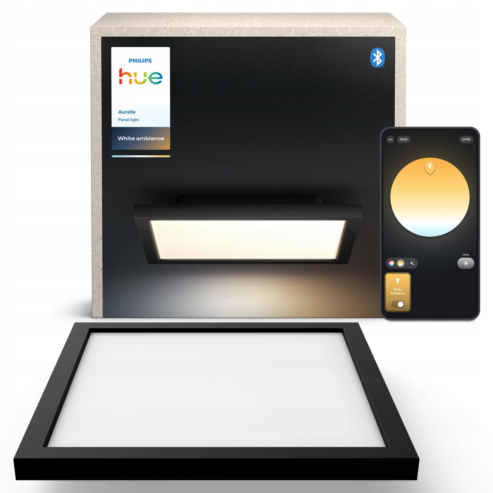 Aurelle Hue Panel SQ S czarny – Nowoczesne oświetlenie do Twojego domu