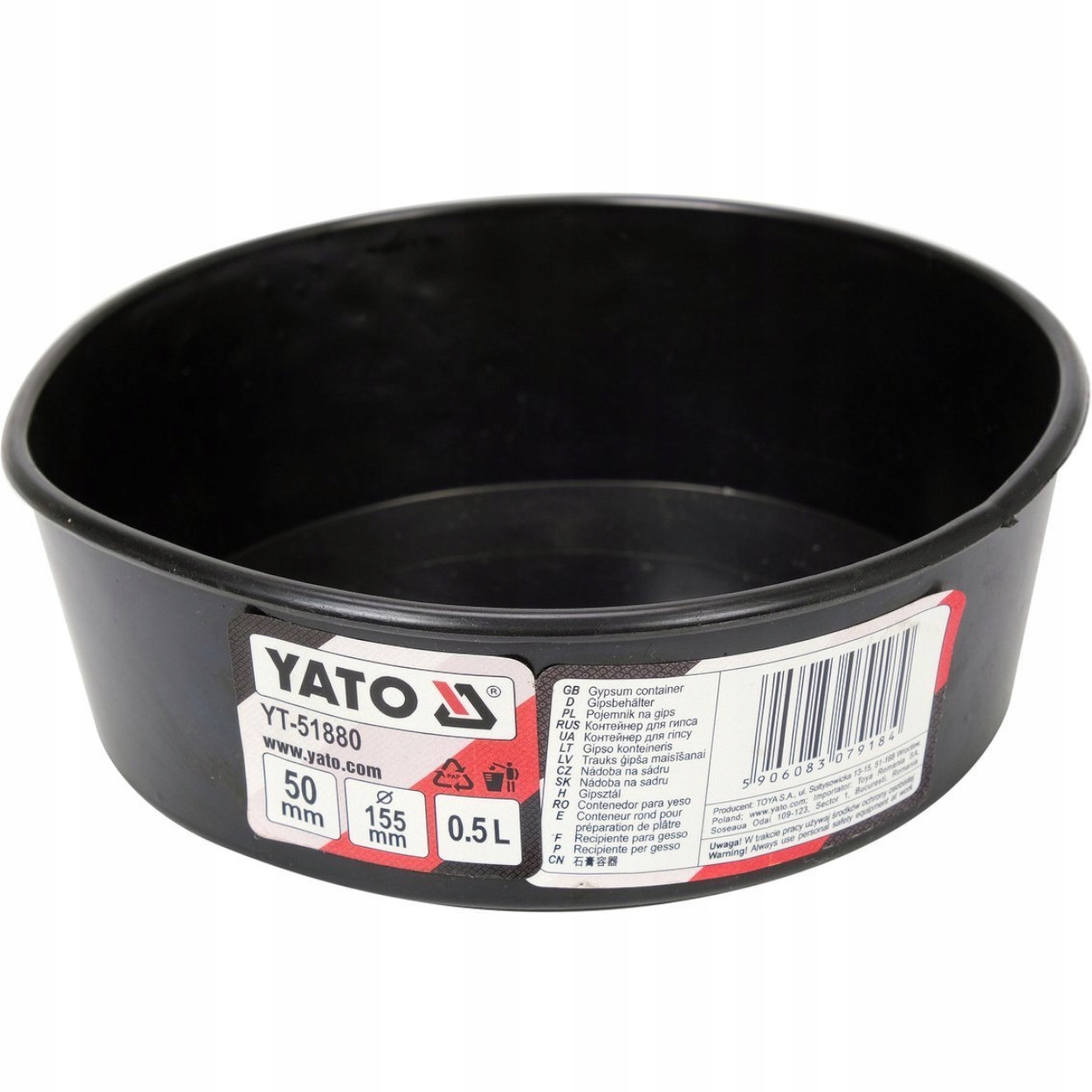 Yato Pojemnik na gips płaski 0,5L – Niezbędne narzędzie do prac remontowych