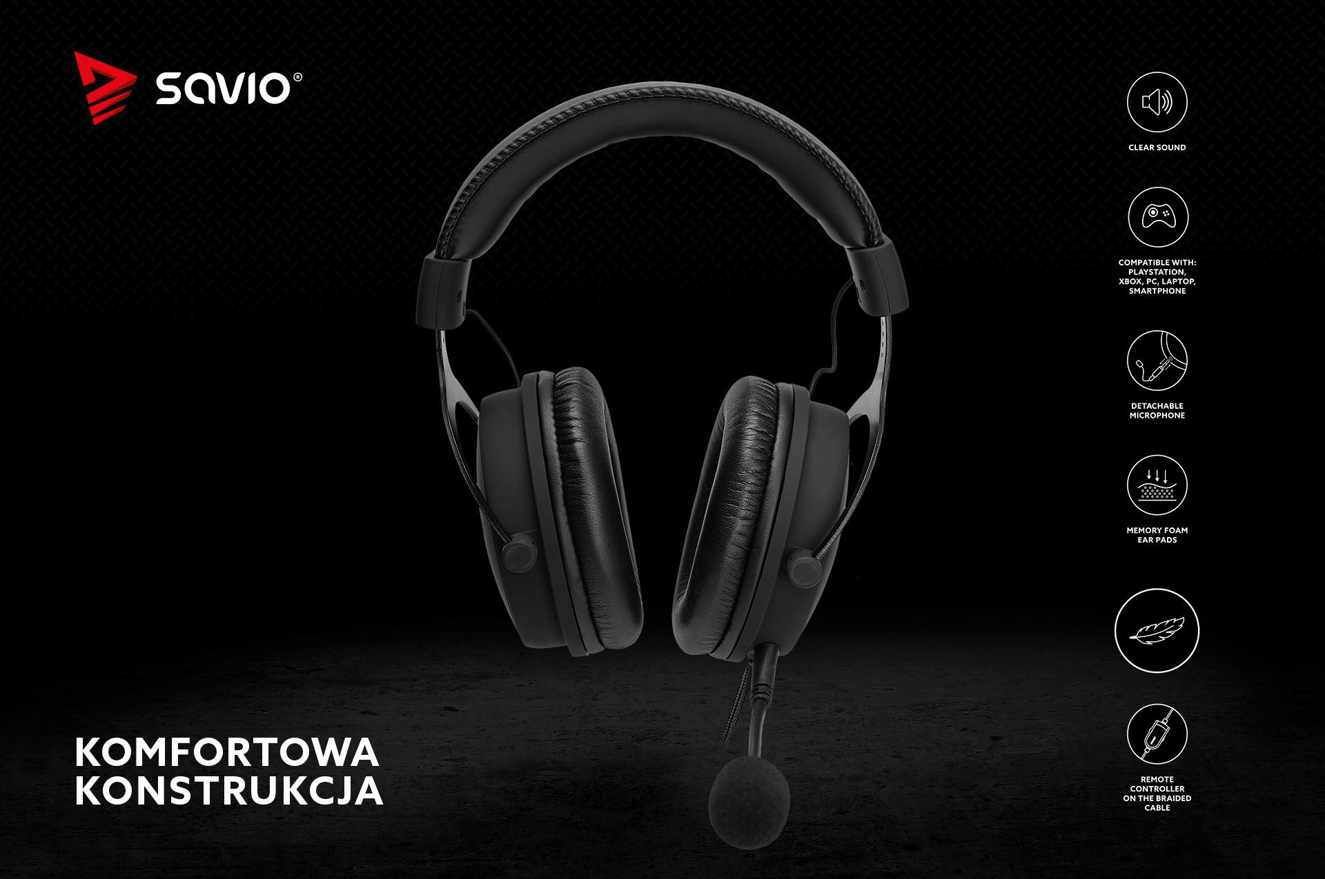 Słuchawki gamingowe z mikrofonem Savio NEXUS