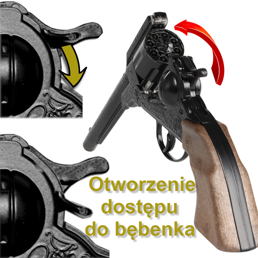 GONHER Hiszpański Metalowy Rewolwer Pistolet Na Kapiszony 8-Strzałowy TOMDORIX