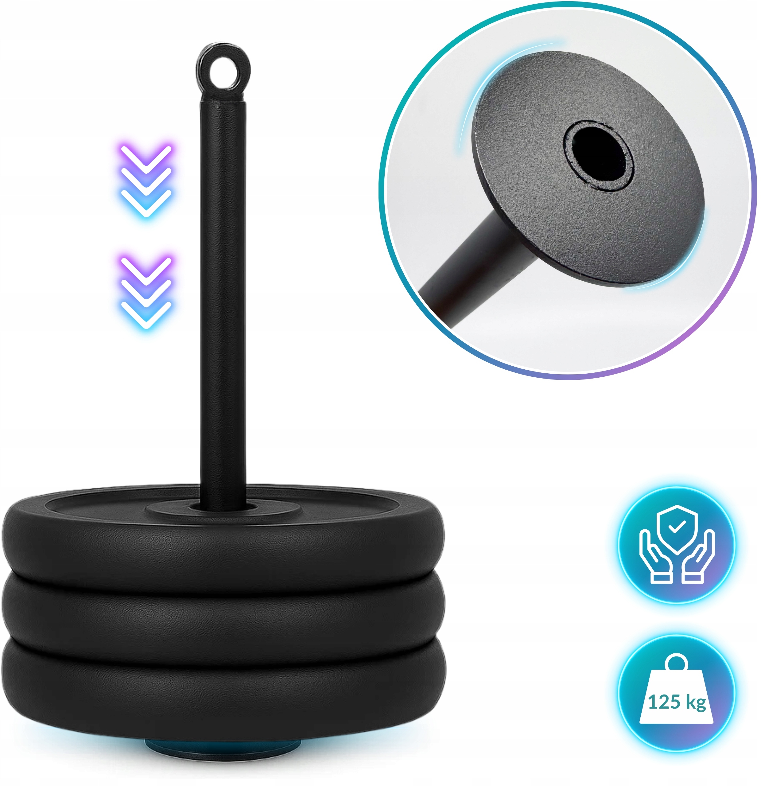 Kompaktowy zestaw do ćwiczeń – kołowrotek, lina, karabińczyki i uchwyt na ciężar