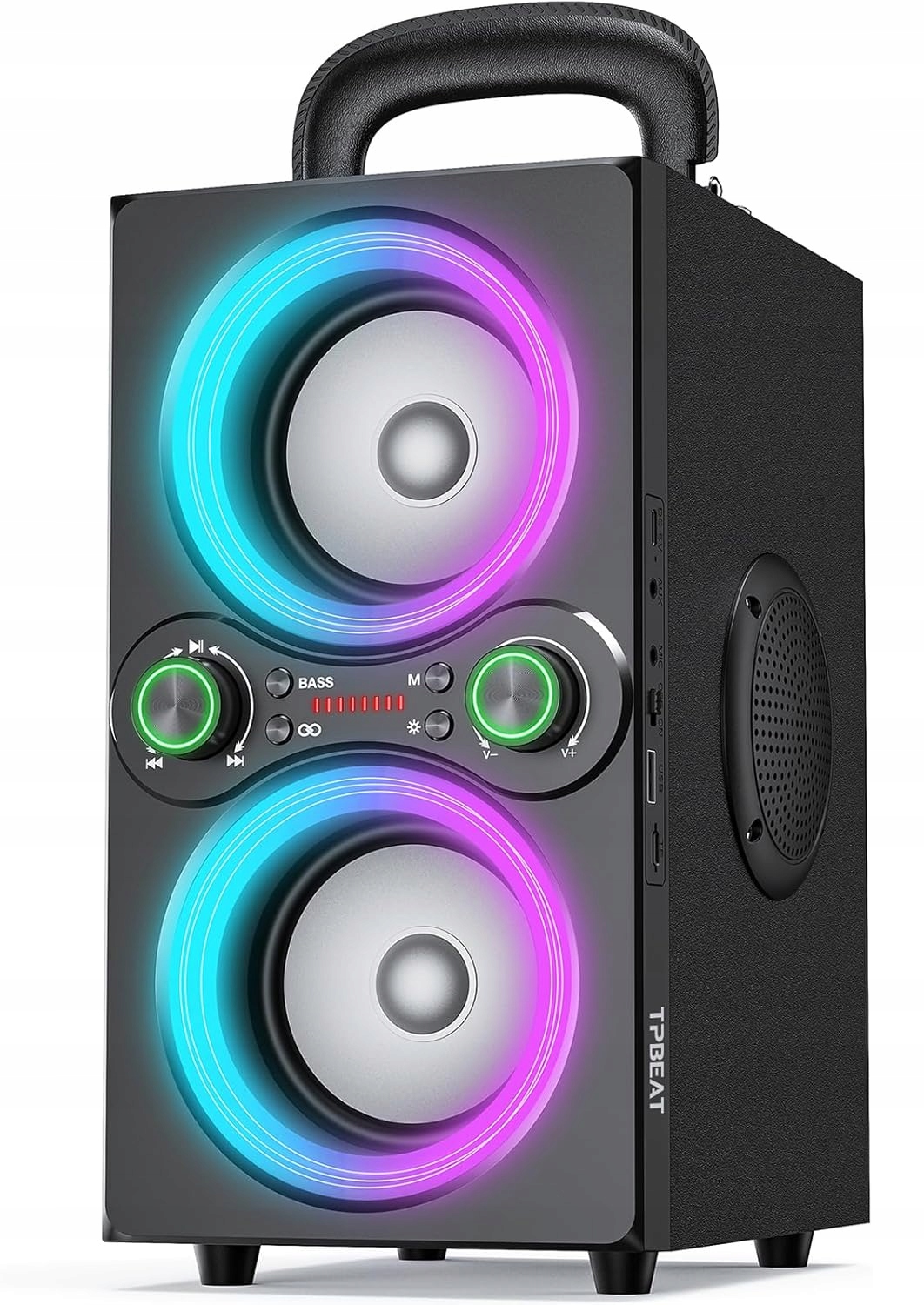 Bezprzewodowy Bluetooth z mikrofonem i pilotem przenośny RGB czarny – Muzyka w każdym miejscu