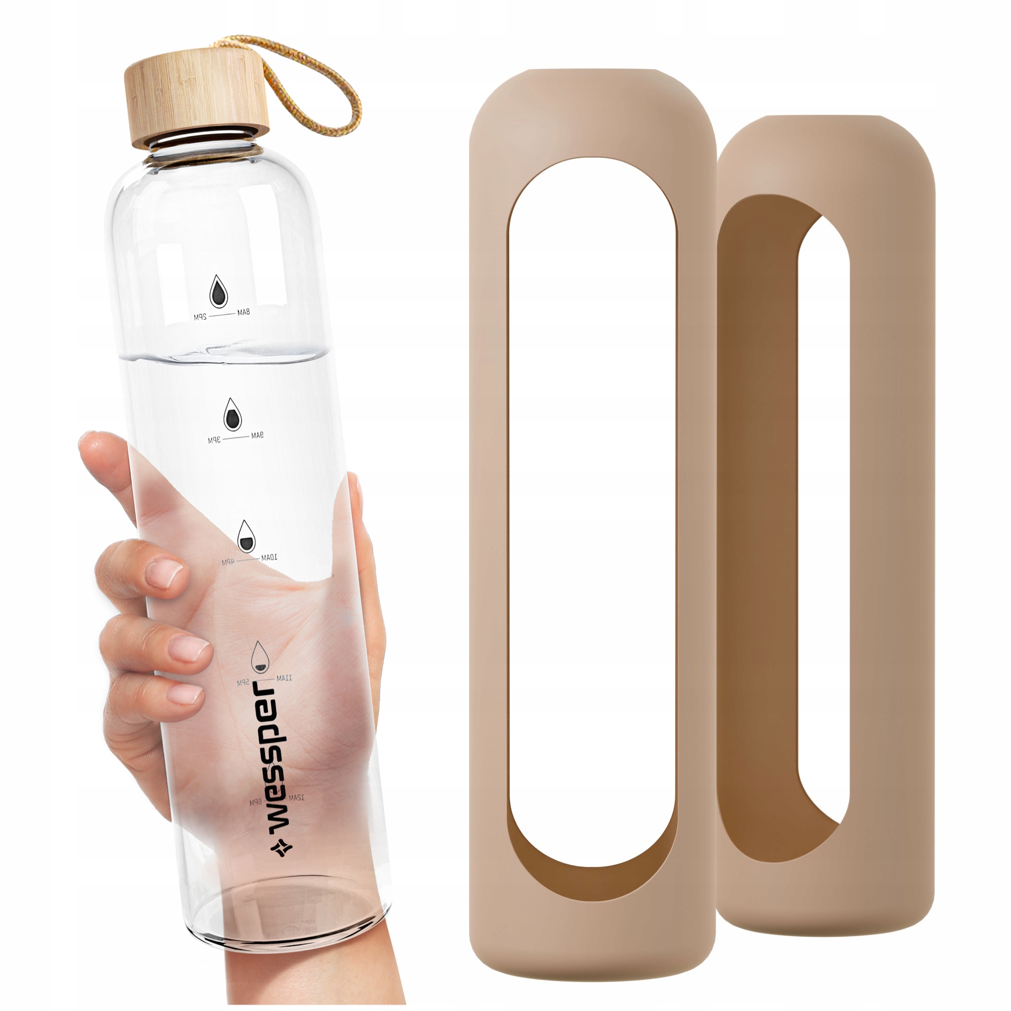 Silikonowa nakładka dla WE260 1000ml Wessper B1 Borosilicate Dark Beige – Ochrona i styl w jednym