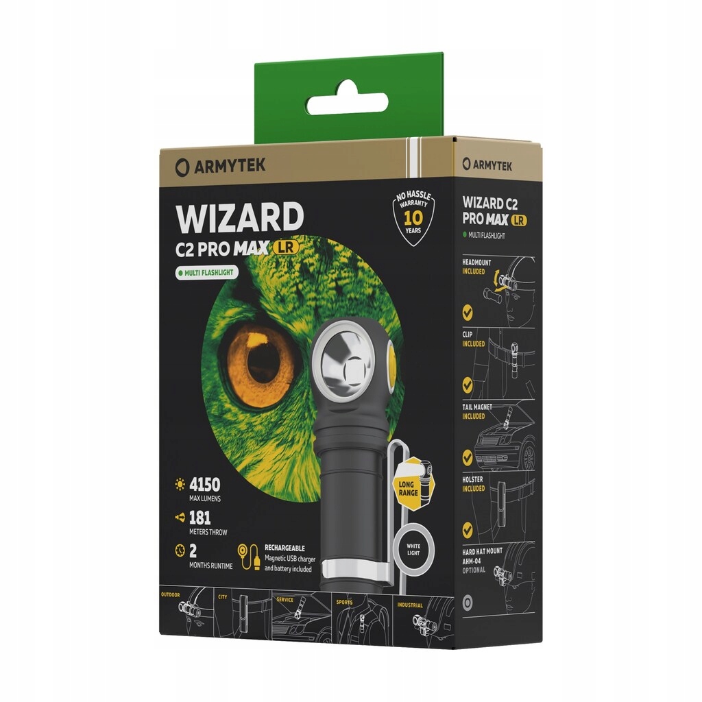 Latarka czołowa i kątowa Armytek Wizard C2 Pro MAX LR Warm 3870 lumenów – Twoje niezawodne źródło światła