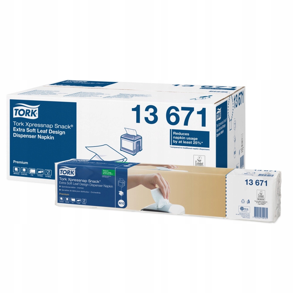 Tork 13671 – Białe serwetki papierowe w opakowaniu 4000 sztuk