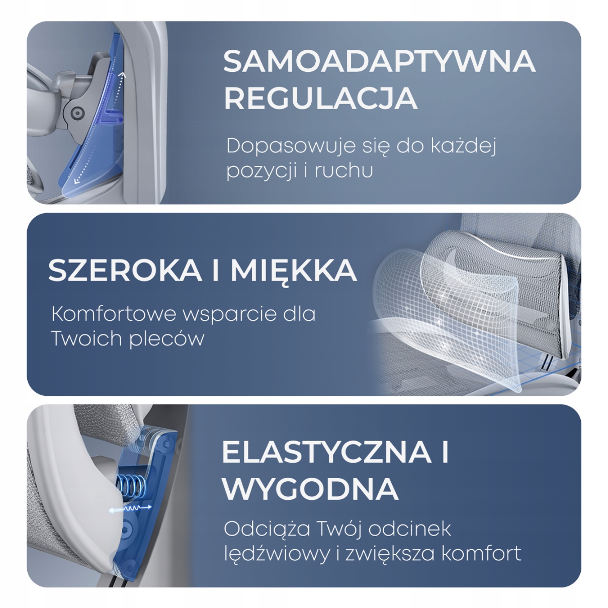 Dynamiczna podpórka lędźwiowa dla lepszego wsparcia