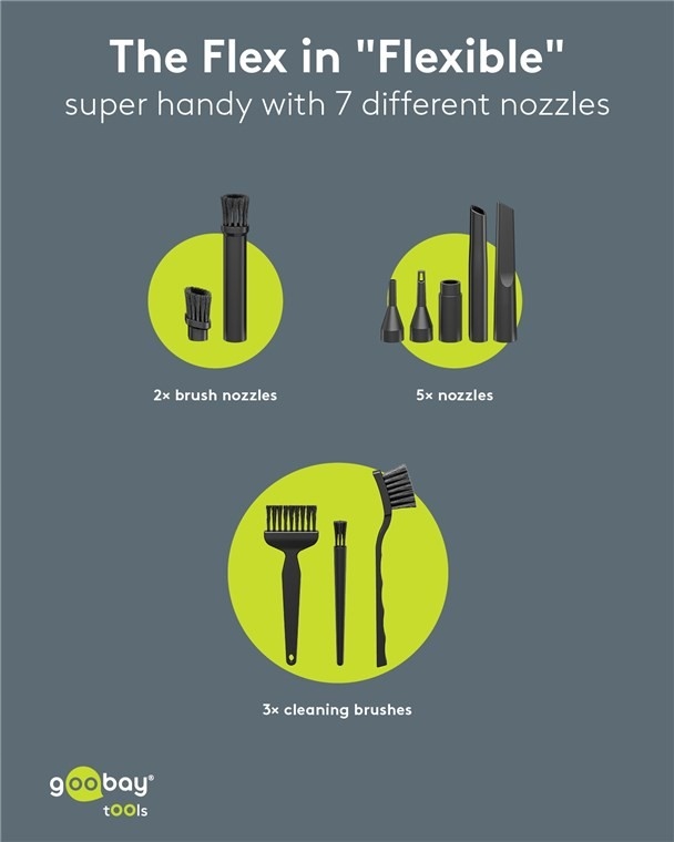Funkcje i akcesoria – 7 dysz i 3 szczotki do elastycznego czyszczenia