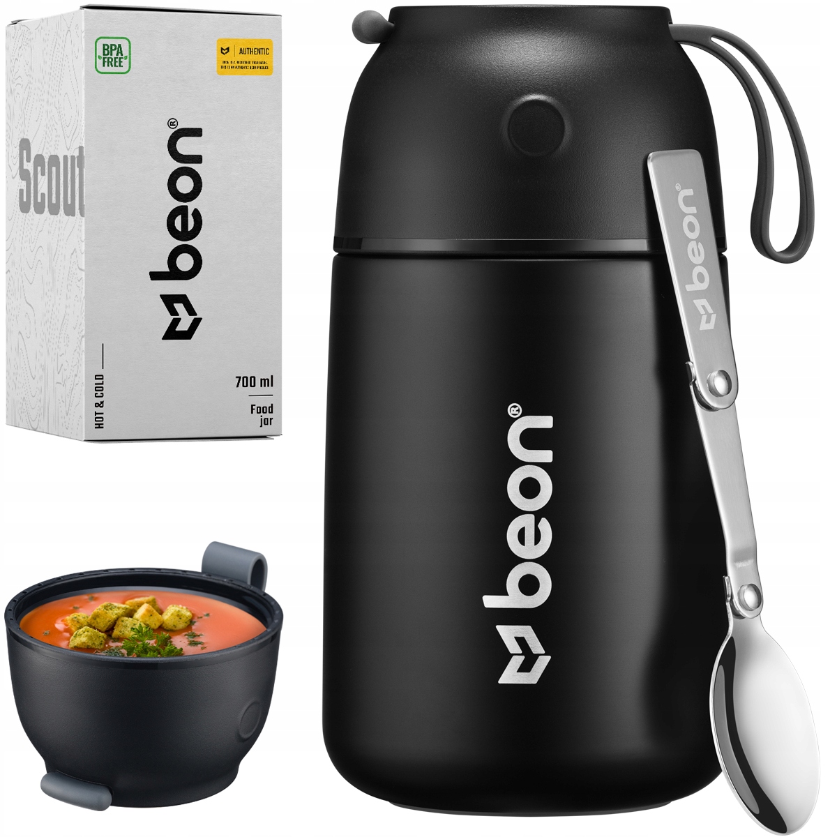 Termos obiadowy do żywności Beon Scout 700 ml Black – Idealny na każdą okazję