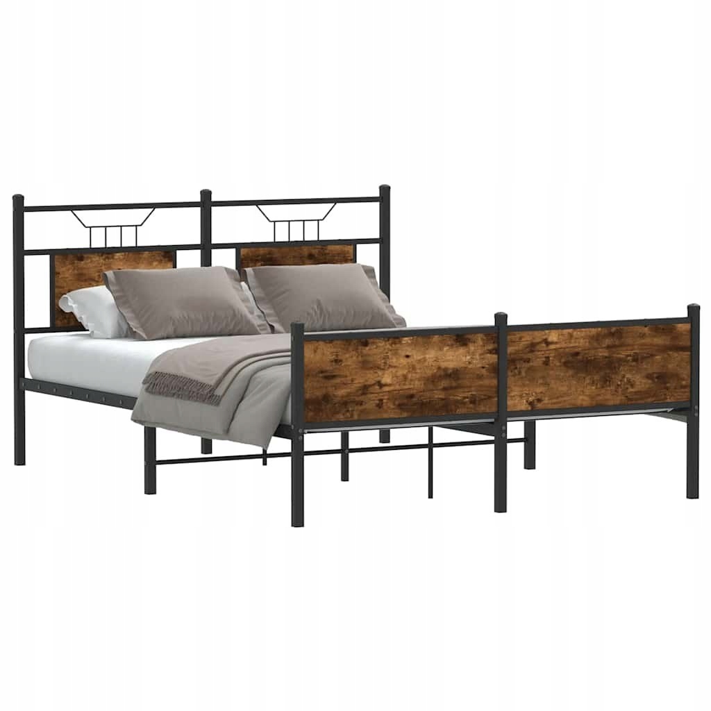 Łóżko bez materaca, przydymiony dąb, 137x190 cm – Komfort i styl w Twojej sypialni
