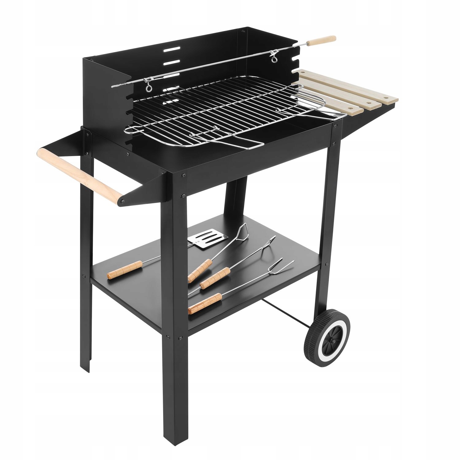 Grill węglowy ogrodowy na kółkach + akcesoria – Idealny do letnich spotkań