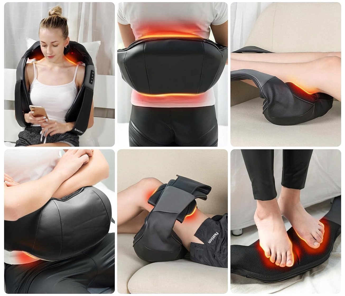 MASAŻER DO SZYI KARKU CIAŁA STÓP PLECÓW SHIATSU PAS MASUJĄCY GRZEJĄCY Wyrób medyczny nie