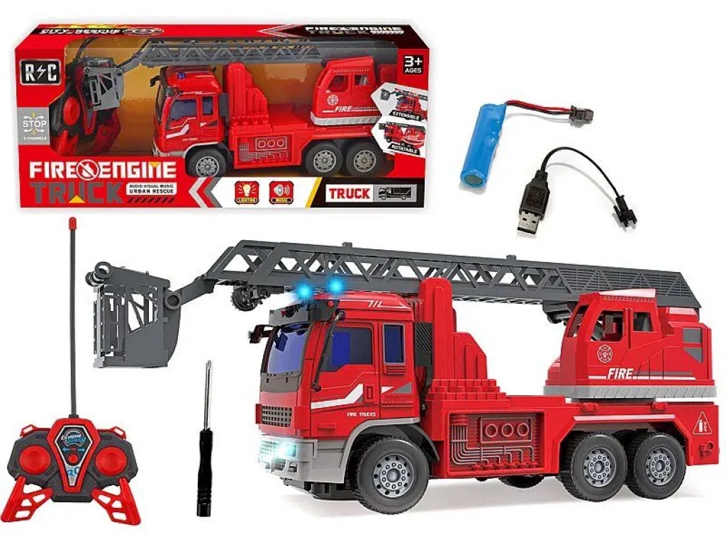 Wóz strażacki R/C z rozkładaną drabiną USB – Idealna zabawa dla małych bohaterów