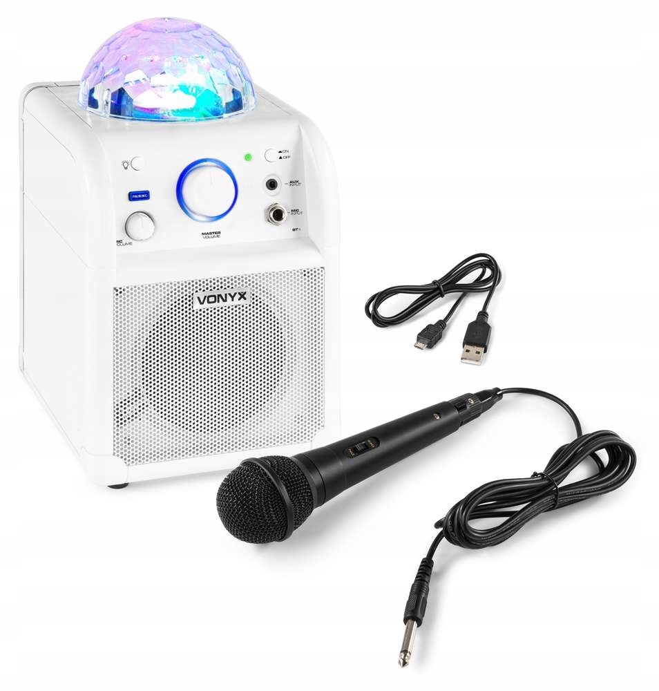Głośnik karaoke Bluetooth efekt LED Vonyx SBS50W – Twój mobilny DJ