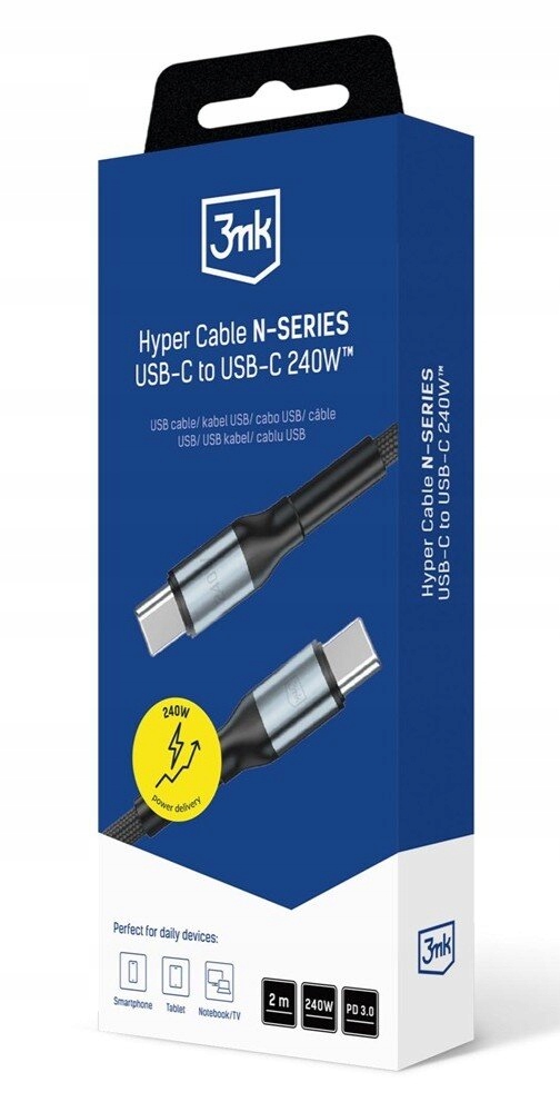 Kabel USB-C 3mk Hyper Cable N-SERIES 240W - Wydajność i niezawodność w każdym urządzeniu