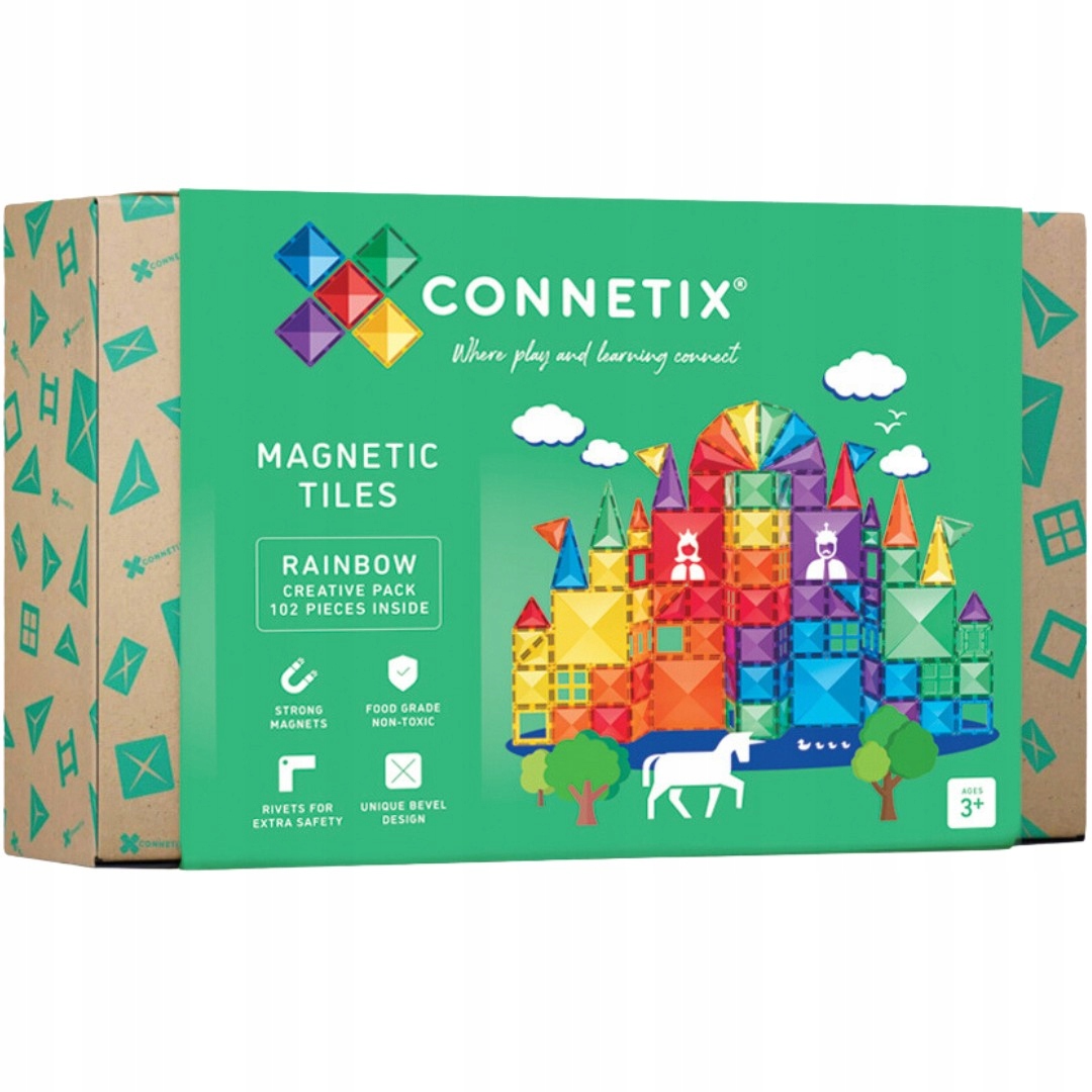 Klocki magnetyczne Connetix Rainbow Creative Pack 102 – Kreatywna zabawa dla dzieci od 3 roku życia