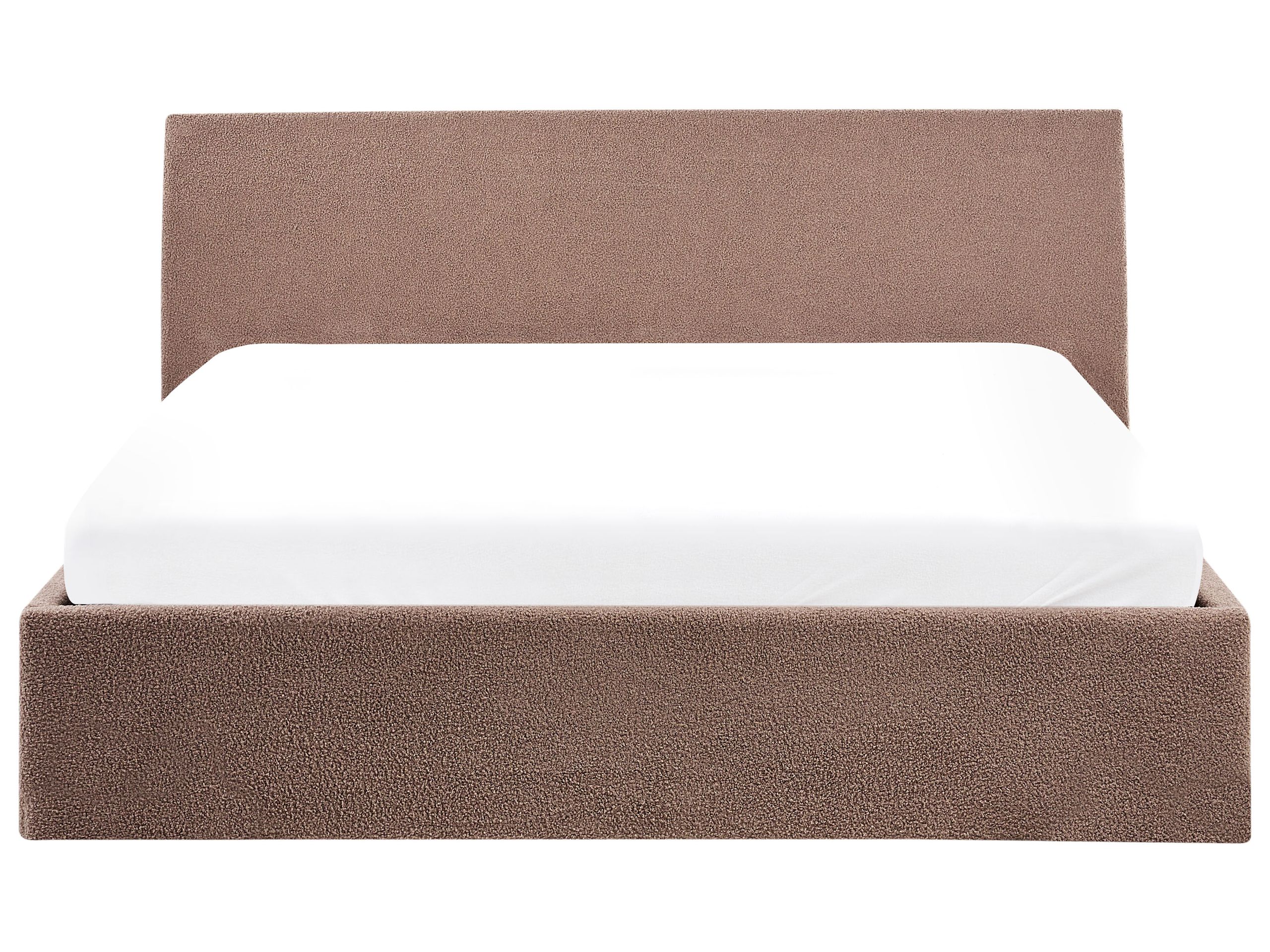 Łóżko z pojemnikiem Boucle ORBEY 160 x 200 cm Brązowy – Elegancja i funkcjonalność w sypialni