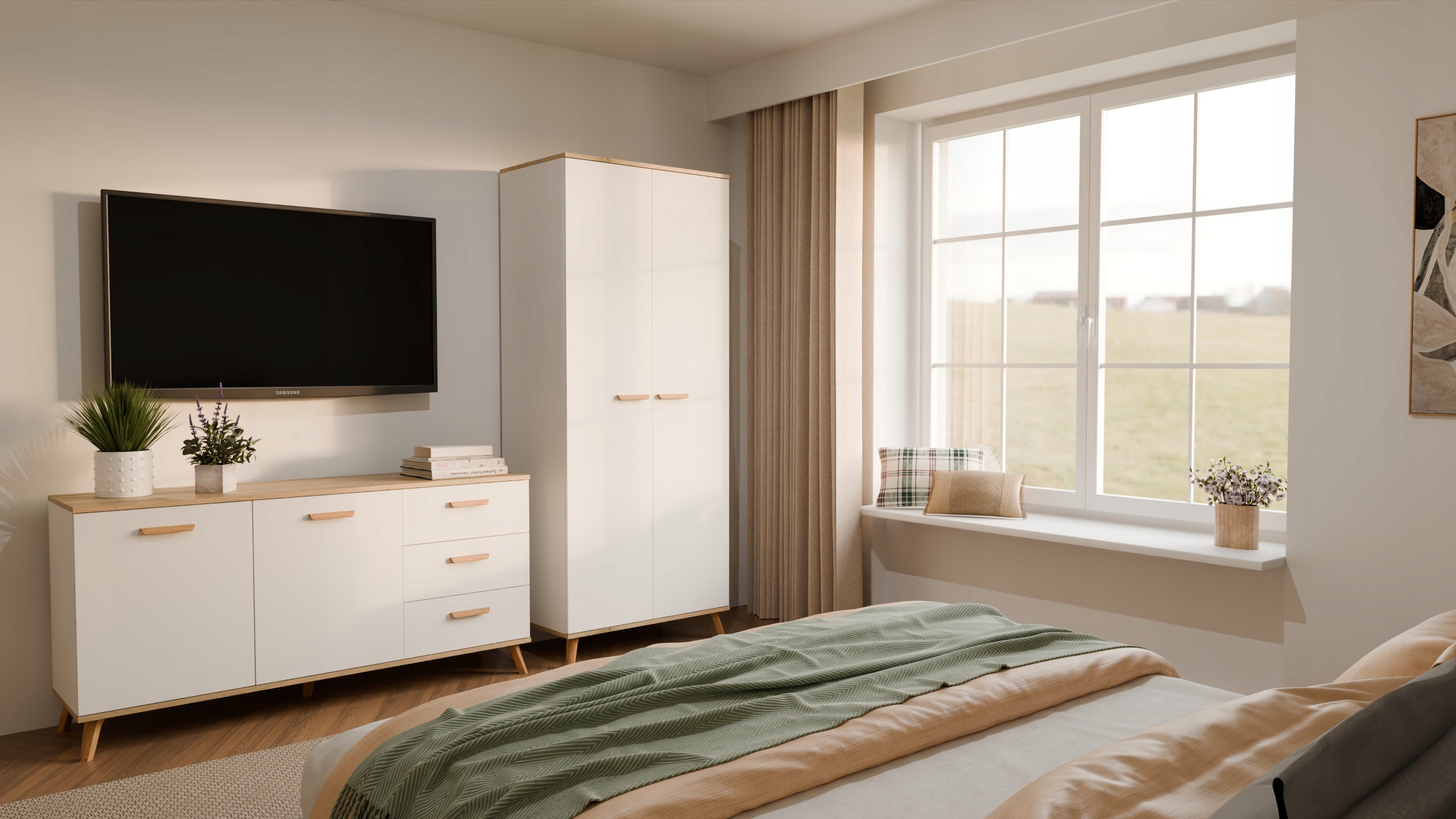OLYMPO 2D Biała dąb artisan 80 cm – Elegancka szafa do sypialni