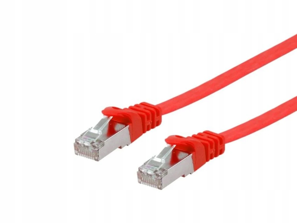 Kabel krosowy Cat6A U/FTP 2xRJ45 1.00m czerwony płaski LSZH – Wydajność i niezawodność w sieci