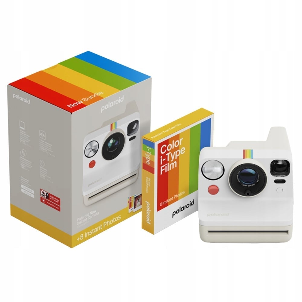 Polaroid Now Gen 3 Bundle – Klasyczny aparat natychmiastowy w kolorze pebble white