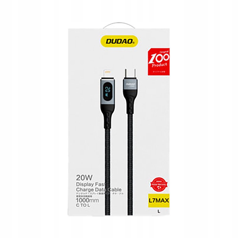 Kabel Dudao USB-C - Lightning 1m czarny (L7MaxL) – Szybkie ładowanie dla Twoich urządzeń Apple