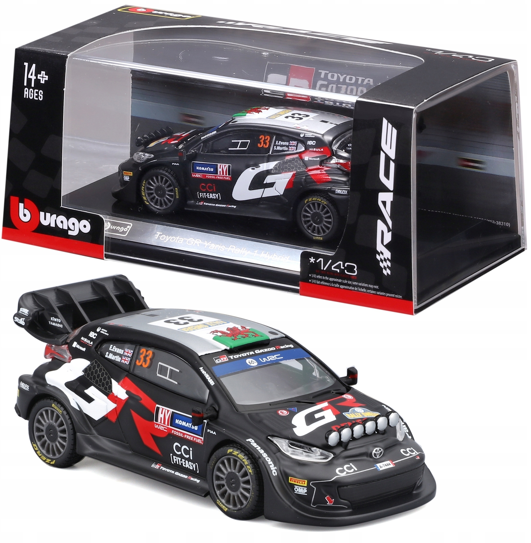 Toyota GR Yaris Rally1 Hybrid #33 - Elfyn Evans - Model w skali 1:43