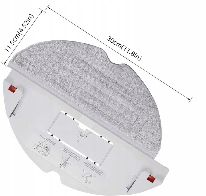 Wymiary mopów: długość 30 cm, szerokość 11.5 cm