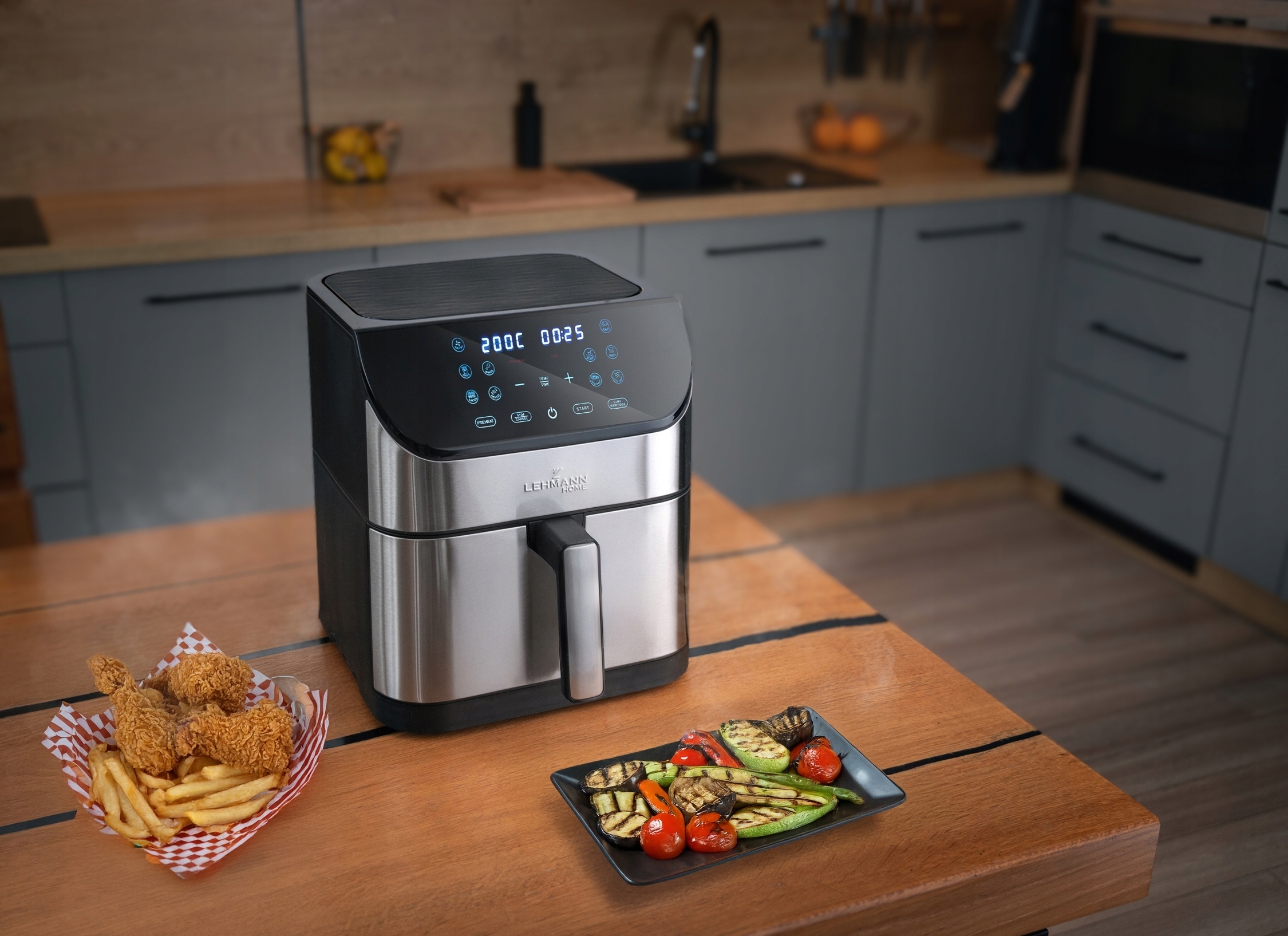 FRYTKOWNICA BEZTŁUSZCZOWA AIRFRYER 8L NIEPRZYWIERAJĄCA LEHMANN 12 PROGRAMÓW Marka Lehmann