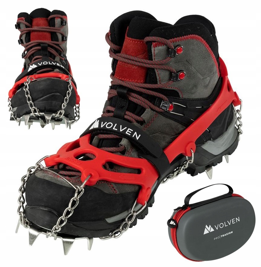 Raczki Pro Traxion - Czerwone XL (45-47) VOLVEN – Idealne na zimowe wędrówki