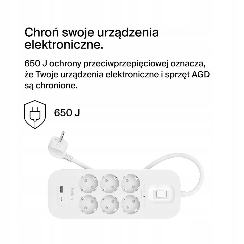 Wydajna ochrona przeciwprzepięciowa 650 dżuli