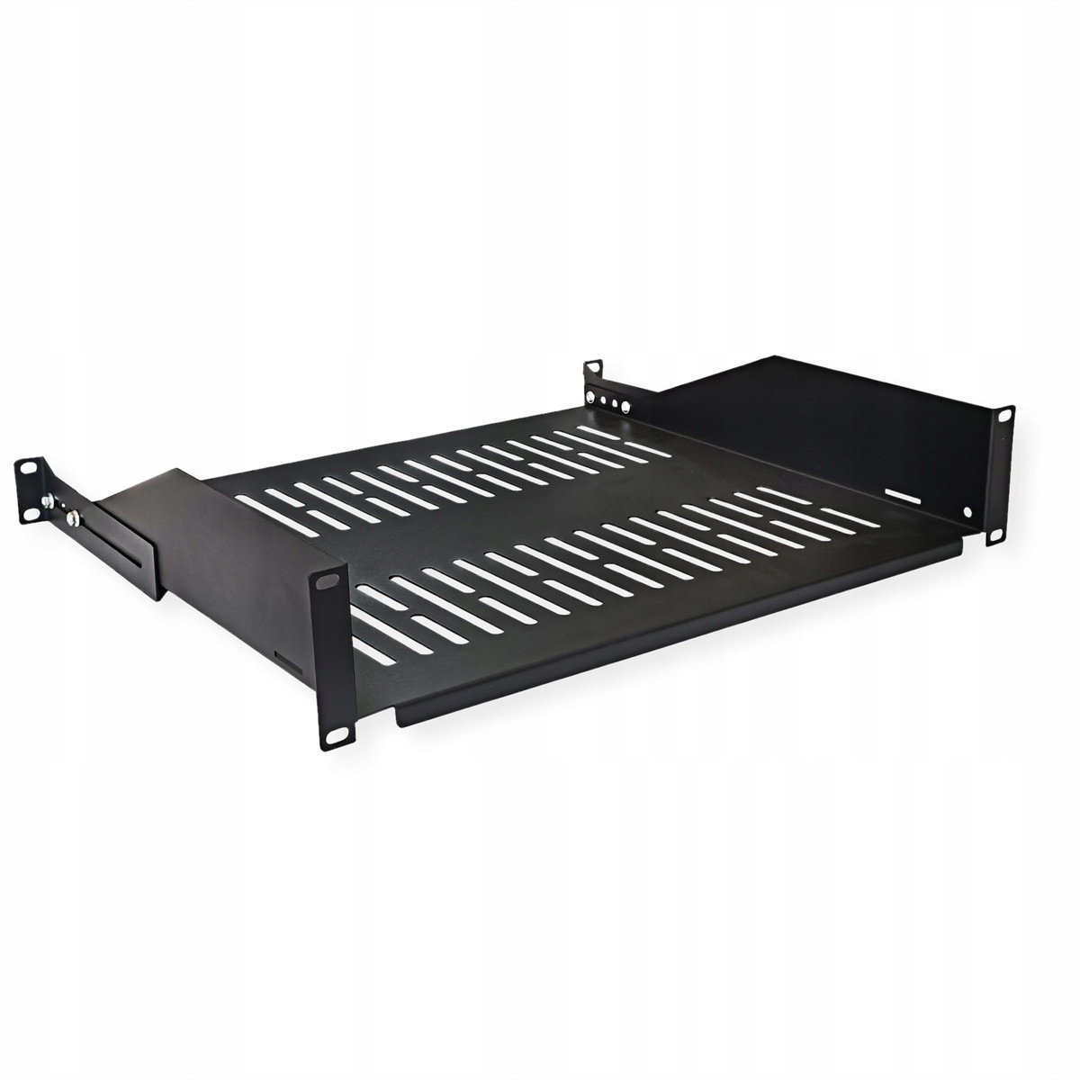 Półka VALUE 19, 485 x 400 mm, 2HE, maks. 25 kg, czarna – Idealne rozwiązanie do szaf RACK